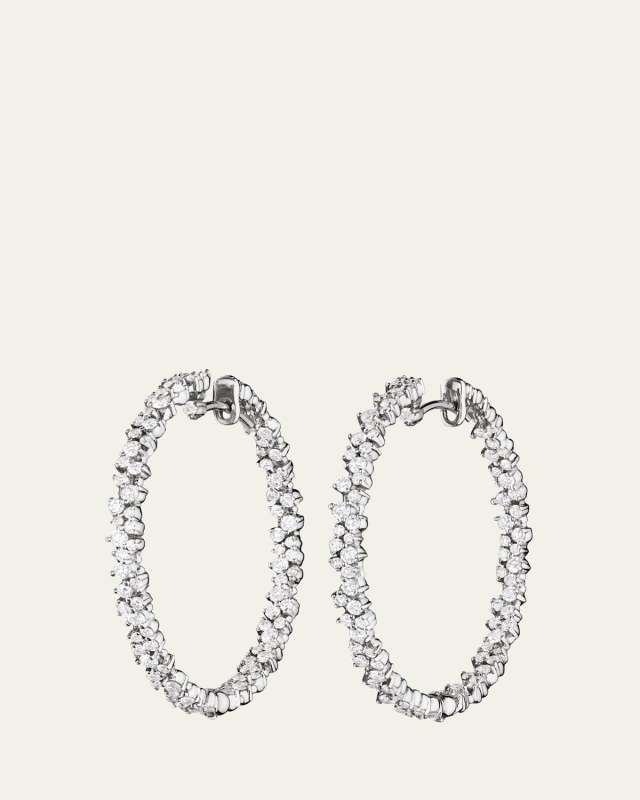 Confetti 18K White Gold Diamond Hoop Earrings, 30mm